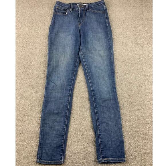 Levis 721 High Rise Skinny Jeans Women 28 Blue Washed Zip Five Pocket Logo Patch - Picture 1 of 9